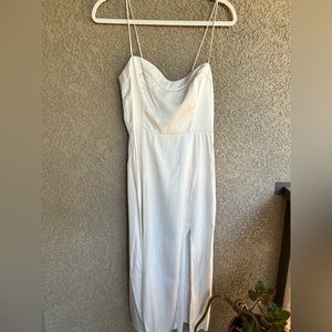 Abercrombie and Fitch Satin High-Slit Midi Dress - off white - small